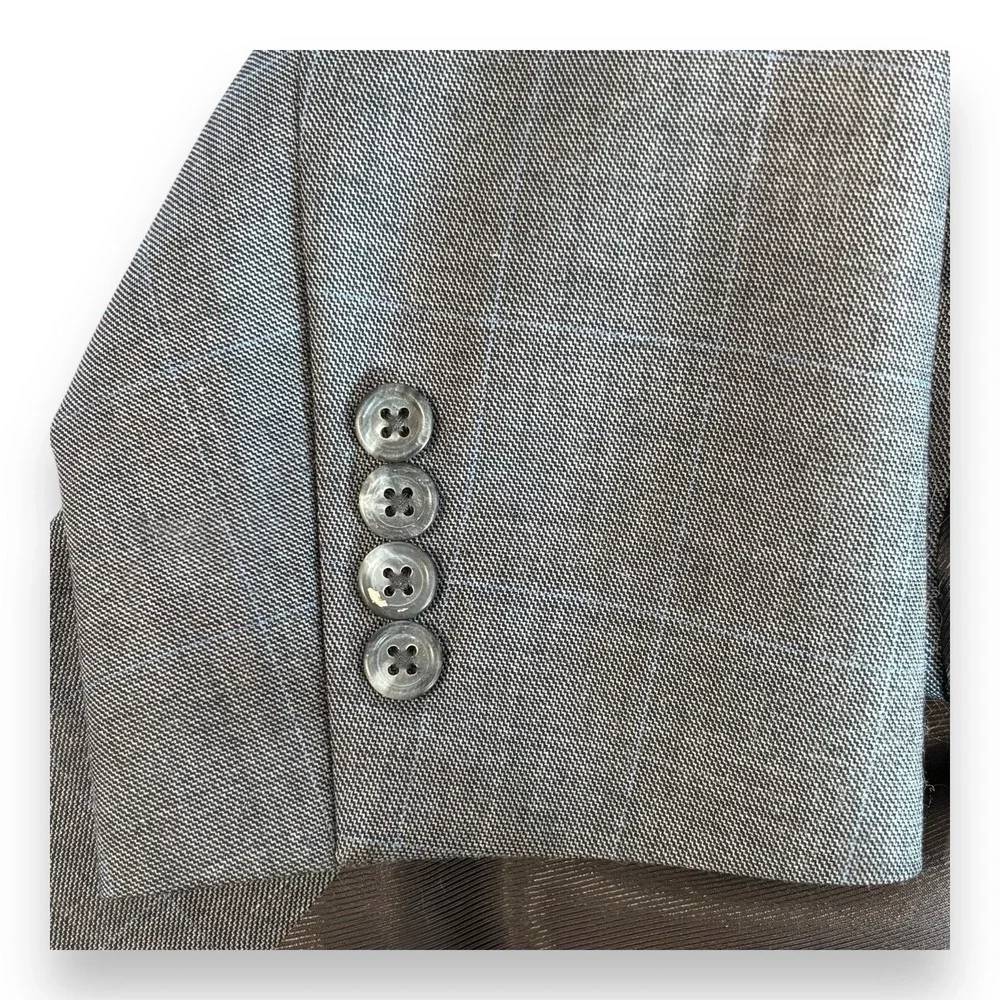 Burberry London Men's Measures 46XLG Wool Blazer Sports Coat Gray 2 Button